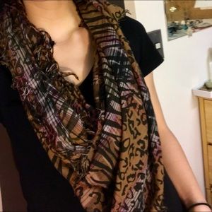Brown purple leopard scarf